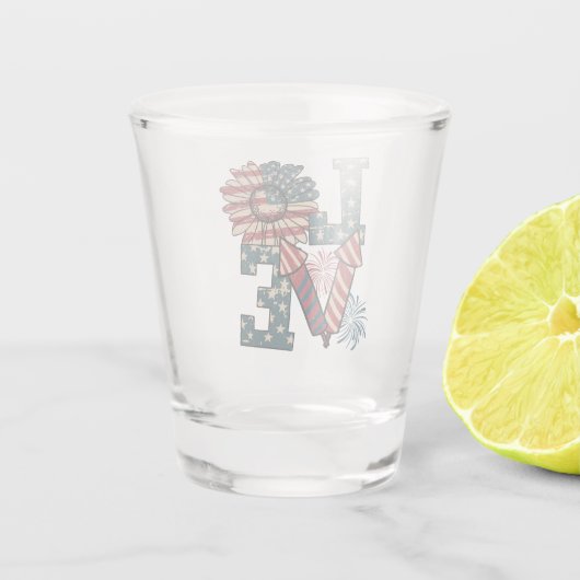 LOVE America Onafhankelijkheidsdag Shot Glas (Achterkant)