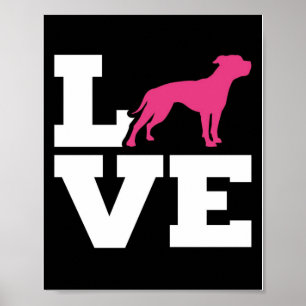 LOVE American Bulldog Gift Hondenliefhebbers Cad Poster