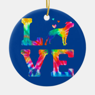 Love American Bulldog Tie Dye Dog Dad Keramisch Ornament