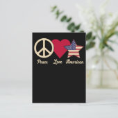 Love American Flag Peace 4e juli Patriotic Briefkaart (Staand voorkant)