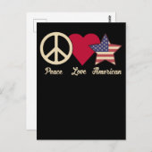 Love American Flag Peace 4e juli Patriotic Briefkaart (Voorkant / Achterkant)