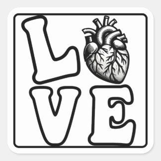 LOVE Anatomical Human Heart Stickers