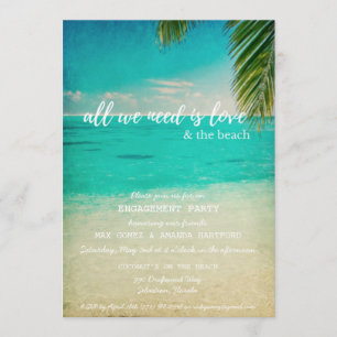 Love and Beach Engagement Party Invitation Kaart