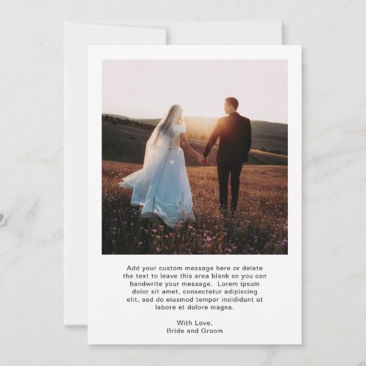Love and Bedankt Elegant Script Photo Wedding (Achterkant)