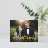 Love and Bedankt Gold Foil Weddenschap Bedankt Fot Briefkaart (Staand voorkant)
