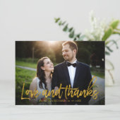 Love and Bedankt Gold Foil Weddenschap Bedankt Fot Kaart (Staand voorkant)