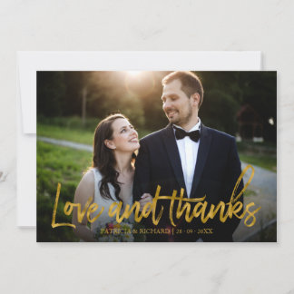 Love and Bedankt Gold Foil Weddenschap Bedankt Fot Kaart