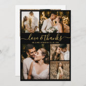 Love and Bedankt Gold Script Photo Collage Wedding (Voorkant / Achterkant)