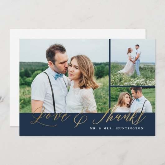 Love and Bedankt Gold Script Photo Wedding (Voorkant / Achterkant)
