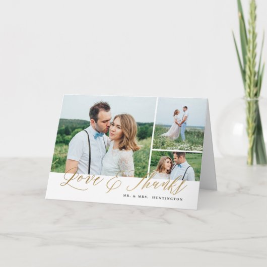 Love and Bedankt Gold Script Photo Wedding (Voorkant)