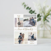Love and Bedankt Script 4 Photo Weddenschap Bedank Briefkaart (Staand voorkant)