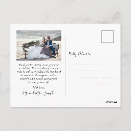 Love and Bedankt Script 4 Photo Weddenschap Bedank Briefkaart (Achterkant)