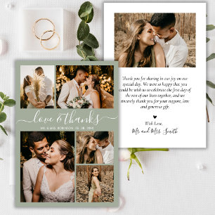 Love and Bedankt Script Green Photo Collage Weddin