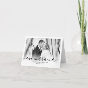 Love and Bedankt Script Photo Weddenschap Dankuwel Notitiekaartje