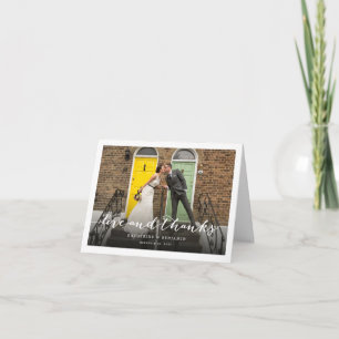 Love and Bedankt Script Photo Weddenschap Dankuwel Notitiekaartje