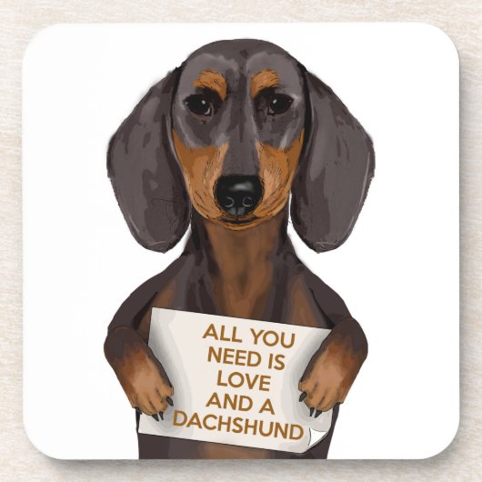 Love and Dachshund Bier Onderzetter (Voorkant)