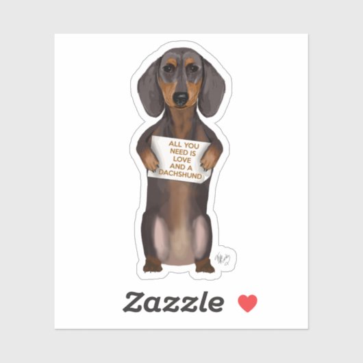 Love and Dachshund Sticker (Vel)