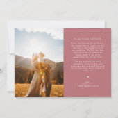 Love and Gratitude Pink Wedding Photo Bedankkaart (Achterkant)
