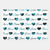 Love and Hearts papier d'emballage noir et blanc (Devant 2)