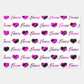 Love and Hearts papier d'emballage noir et blanc (Devant)