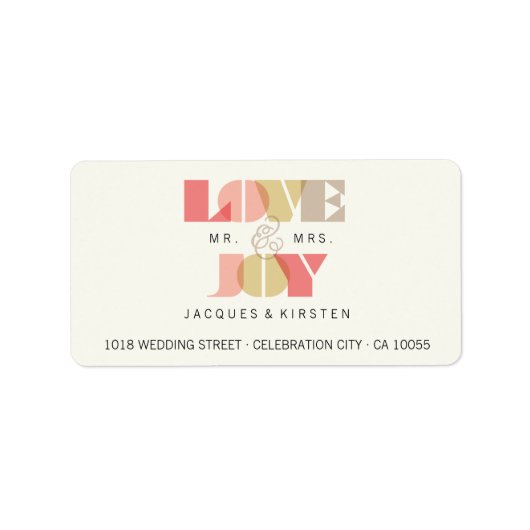 Love and Joy Clear Geo Typography Holiday Wedding Etiket (Voorkant)