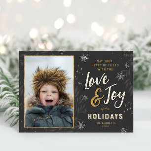 Love and Joy Faux Folie 2 Folded Photo Feestdagen Kaart