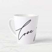 Love and Joy Script Zwarte naam Kerstvakantie Latte Mok (Linkerhoek)