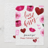 Love and Kisses Carte Saint Valentin (Devant / Derrière)