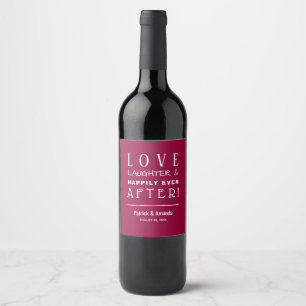 Love and Laughter Cranberry Wedding Wijn Etiket