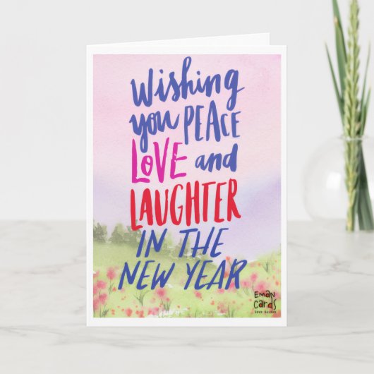 Love and Laughter Happy New Year Card Kaart (Voorkant)