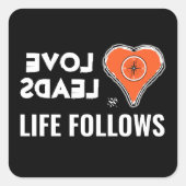 Love and life v2a carré autocollant (Devant)