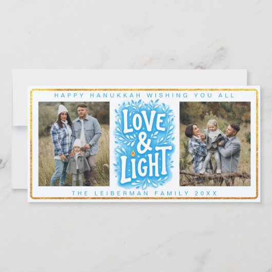 Love and Light Hanukkah Photo Card Feestdagenkaart (Voorkant)