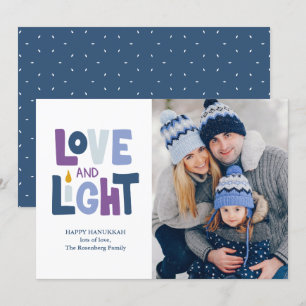"Love and Light" Happy Hanukkah Photo Holiday Card Feestdagenkaart