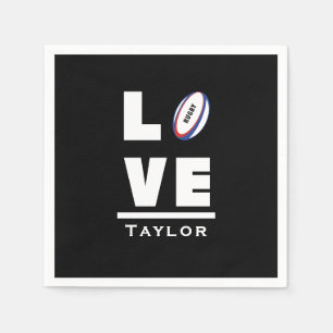 Love and Live Rugby Sports Fan Custom Name Servet