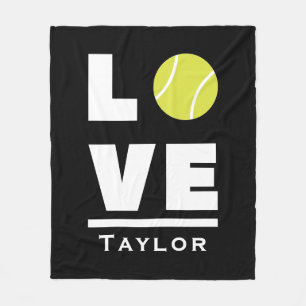 Love and Live Tennis Sports Fan Custom Name Fleece Deken