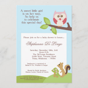 Love and Natuur Girl Woodla Baby shower Invitation Kaart