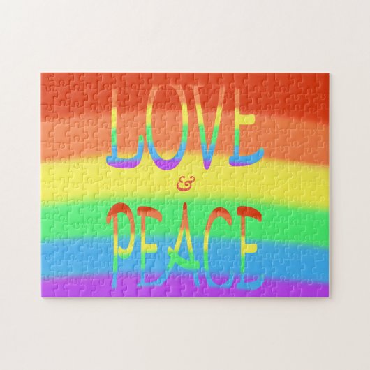 Love and Peace Rainbow Letters Puzzles Legpuzzel (Horizontaal)