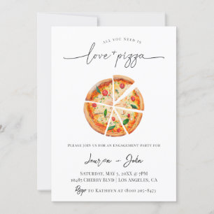 Love and Pizza Engagement Party Kaart
