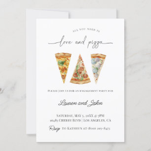 Love and Pizza Engagement Party Kaart