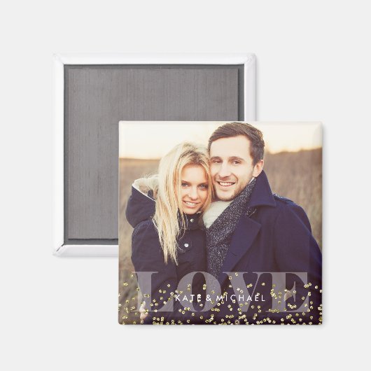 Love and Sparkles Modern Monogram Photo Magneet (Voorkant / Achterkant)
