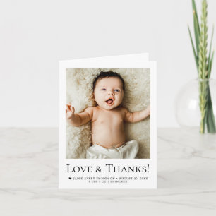 Love and Thanks Baby Photo Faire-part de naissance