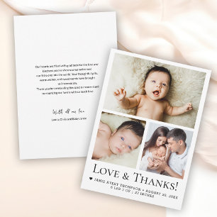 Love and Thanks Baby Photo Faire-part de naissance