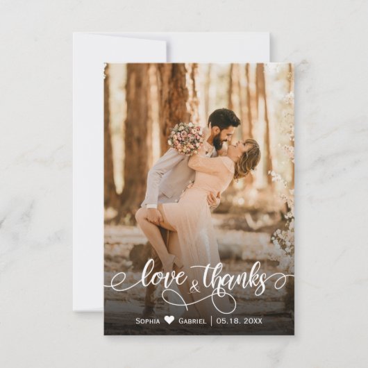 Love and Thanks Mariage Photo Carte de remerciemen (Devant)