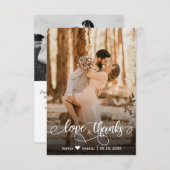 Love and Thanks Mariage Photo Carte de remerciemen (Devant / Derrière)