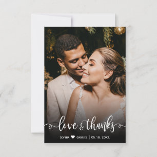 Love and Thanks Mariage Photo Carte de remerciemen