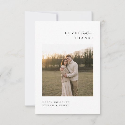 Love and Thanks | Newlywed Christmas Boho Photo Bedankkaart (Voorkant)