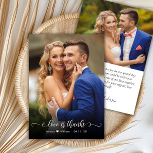 Love and Thanks Photo Mariage Carte de remerciemen