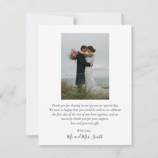 Love and Thanks Script Navy Mariage Photo Merci (Dos)