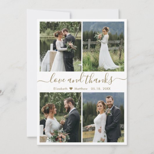 Love and Thanks Script Photo Collage Mariage Merci (Devant)