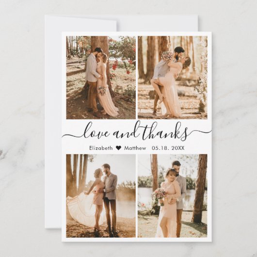 Love and Thanks Script Photo Collage Mariage Merci (Devant)